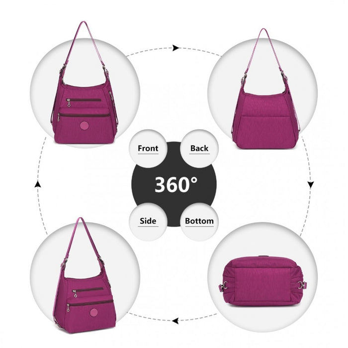 Three Way Casual Shoulder Bag with Double Zippers – Purple