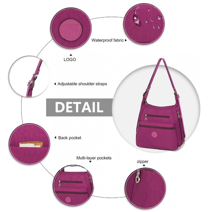 Three Way Casual Shoulder Bag with Double Zippers – Purple