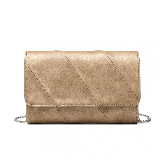 Twill Clutch PU Leather Chain Evening Bag – Gold