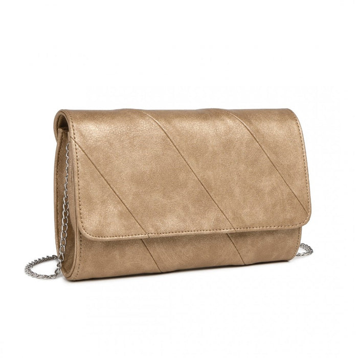 Twill Clutch PU Leather Chain Evening Bag – Gold