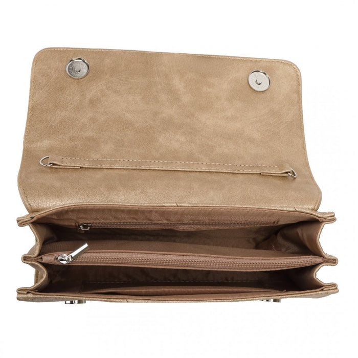 Twill Clutch PU Leather Chain Evening Bag – Gold