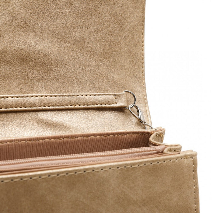 Twill Clutch PU Leather Chain Evening Bag – Gold