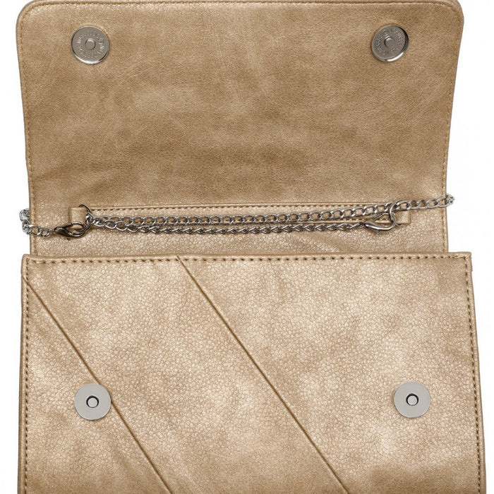 Twill Clutch PU Leather Chain Evening Bag – Gold