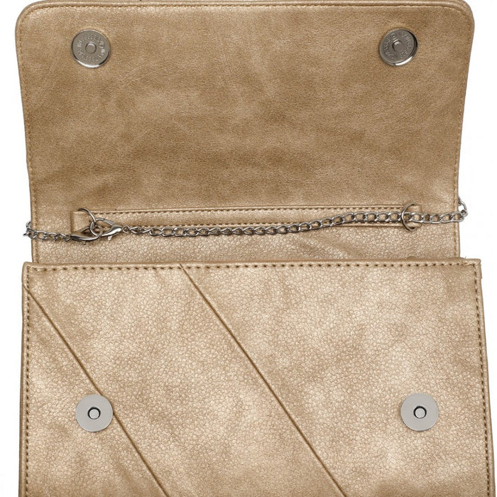 Twill Clutch PU Leather Chain Evening Bag – Gold