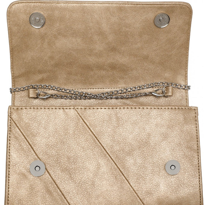 Twill Clutch PU Leather Chain Evening Bag – Gold