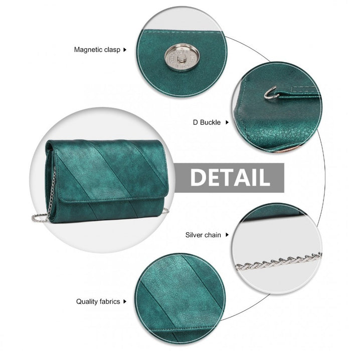 Twill Clutch PU Leather Chain Evening Bag – Green