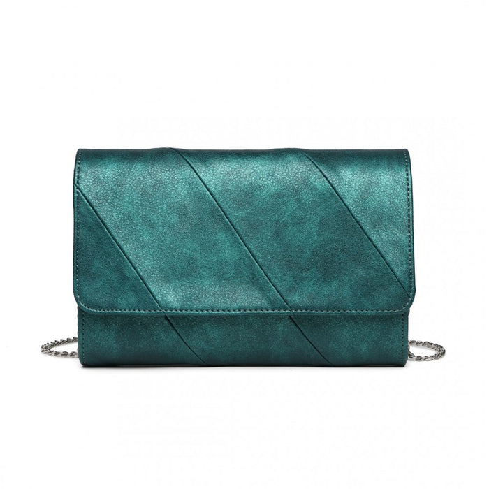 Twill Clutch PU Leather Chain Evening Bag – Green