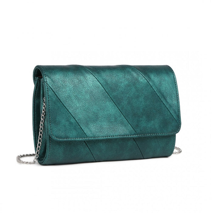 Twill Clutch PU Leather Chain Evening Bag – Green