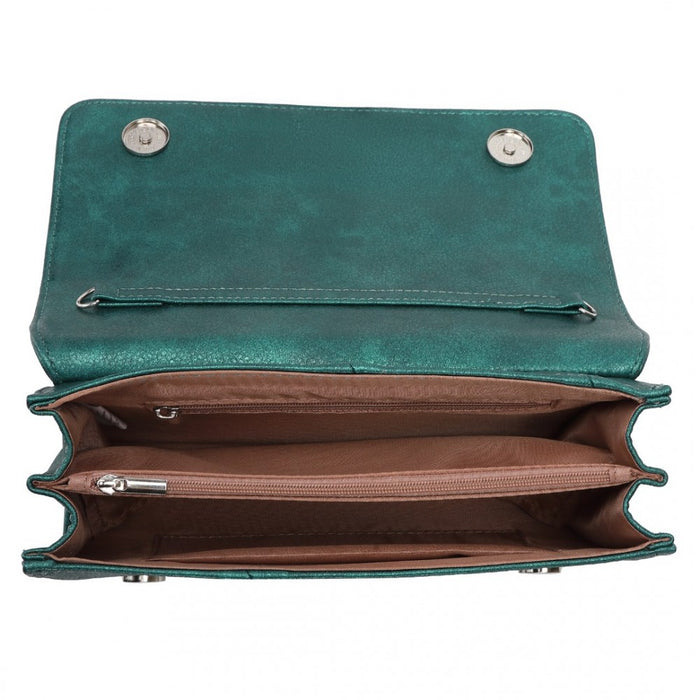 Twill Clutch PU Leather Chain Evening Bag – Green