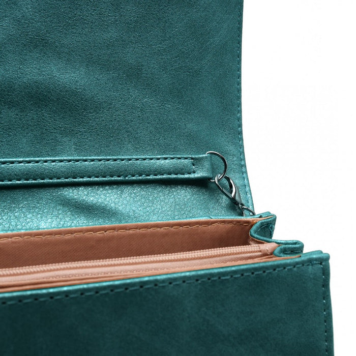 Twill Clutch PU Leather Chain Evening Bag – Green