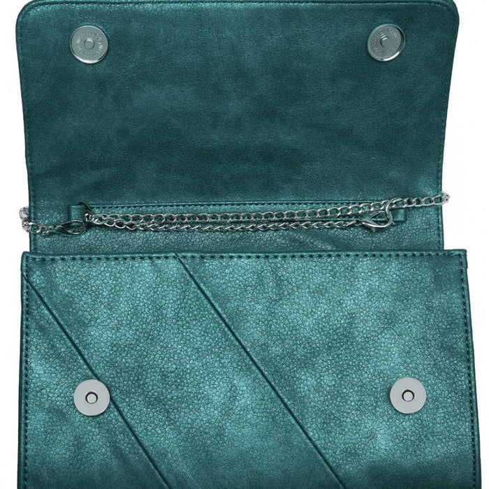 Twill Clutch PU Leather Chain Evening Bag – Green