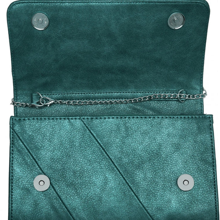 Twill Clutch PU Leather Chain Evening Bag – Green