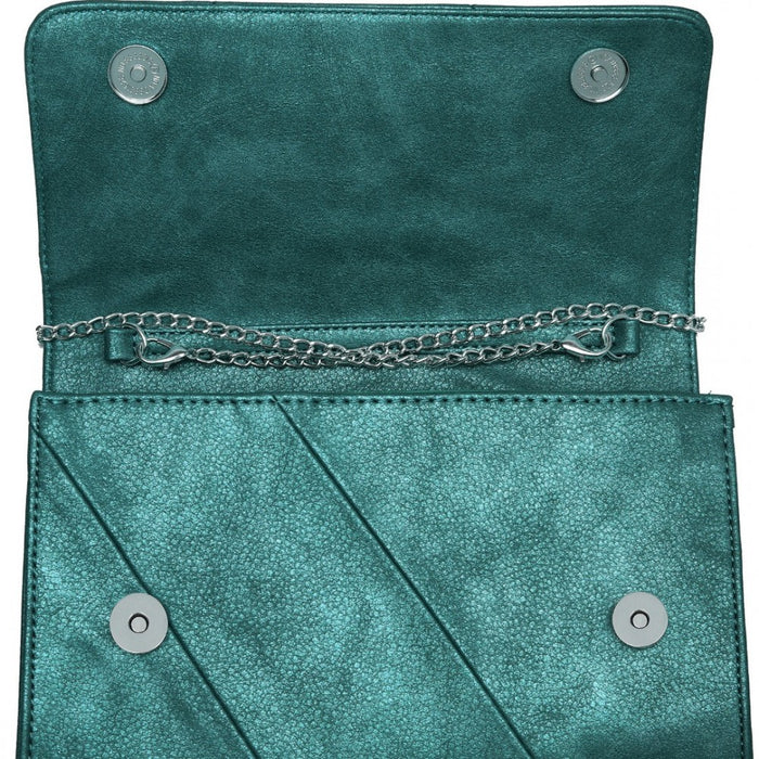 Twill Clutch PU Leather Chain Evening Bag – Green