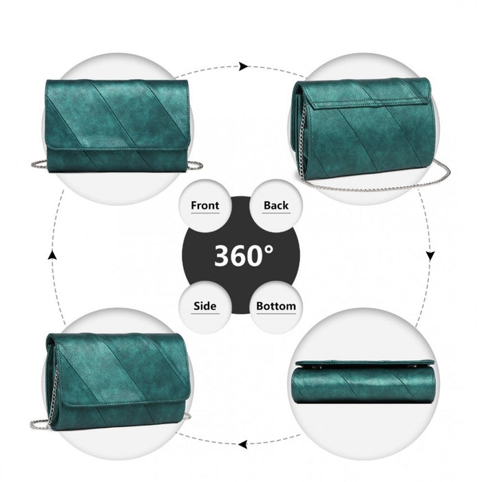 Twill Clutch PU Leather Chain Evening Bag – Green
