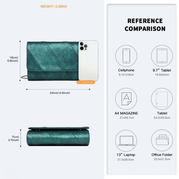 Twill Clutch PU Leather Chain Evening Bag – Green