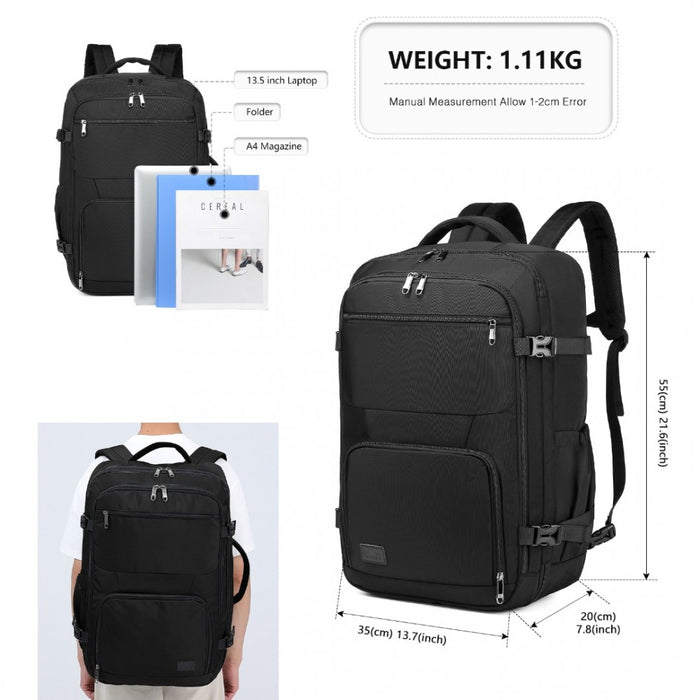 Portable Travel Backpack Cabin Luggage Bag – Black