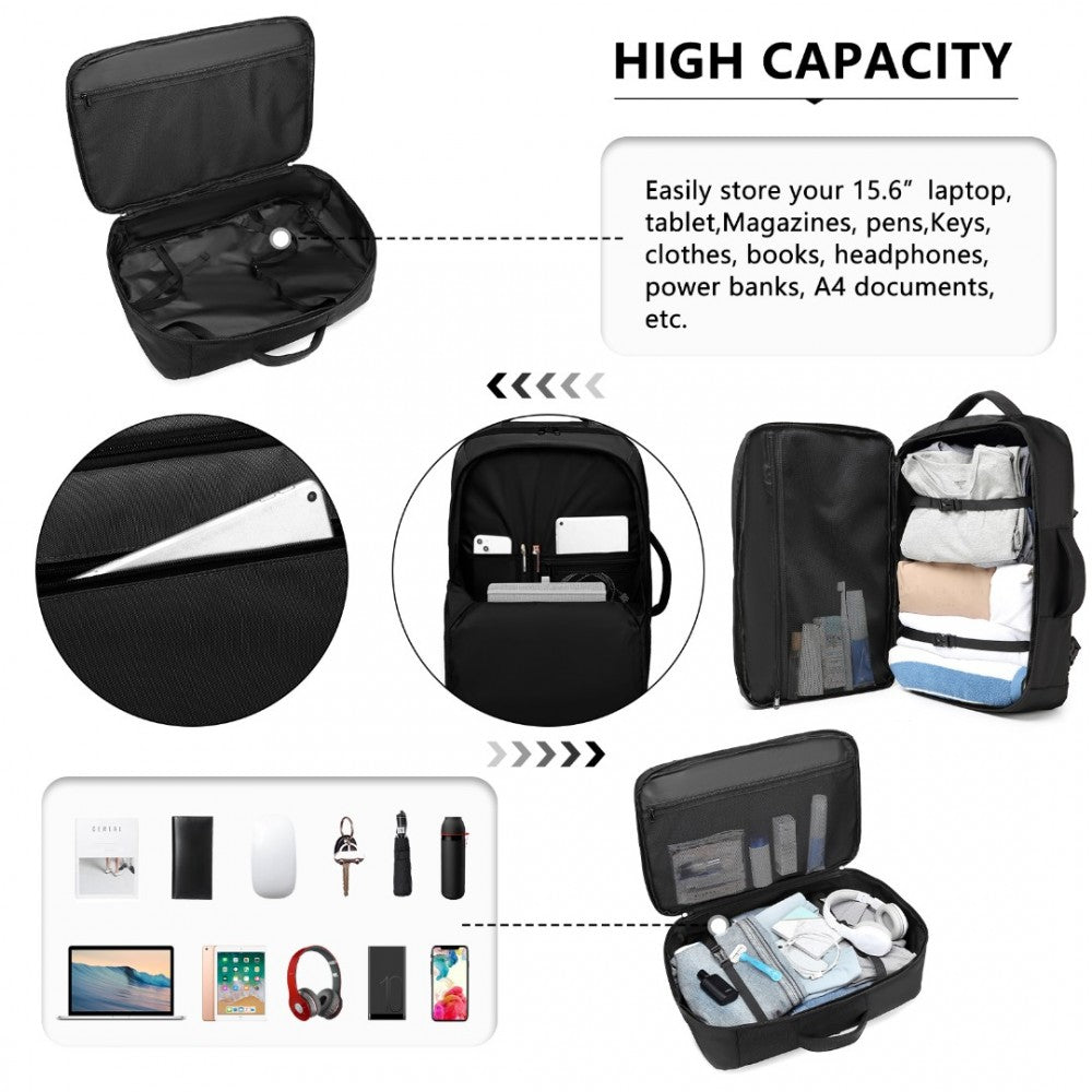 Portable Travel Backpack Cabin Luggage Bag – Black