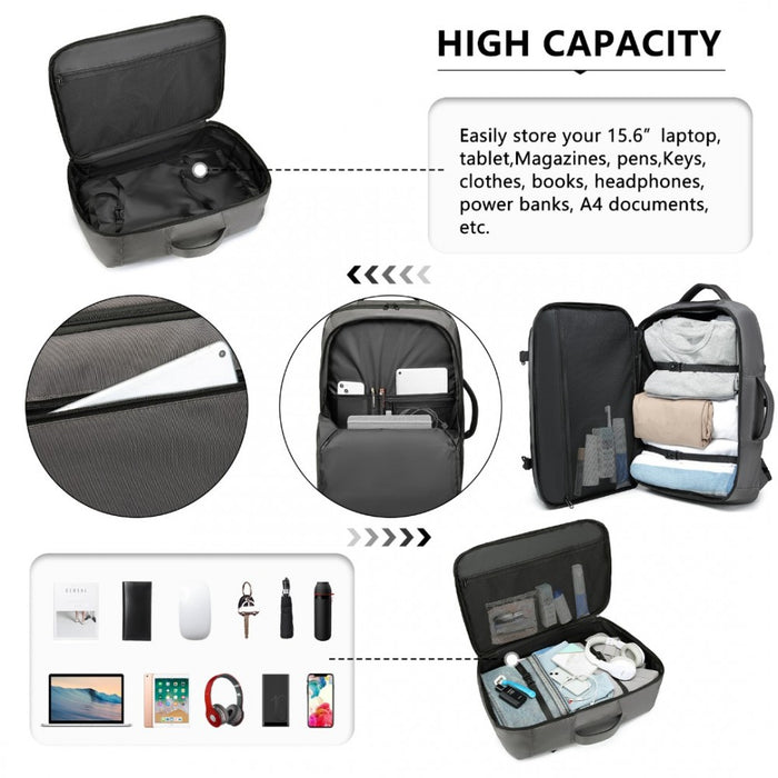 Portable Travel Backpack Cabin Luggage Bag – Grey