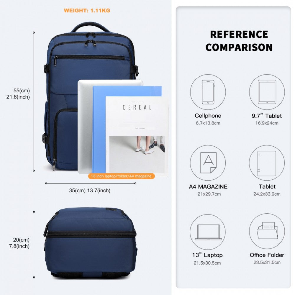 Portable Travel Backpack Cabin Luggage Bag – Navy