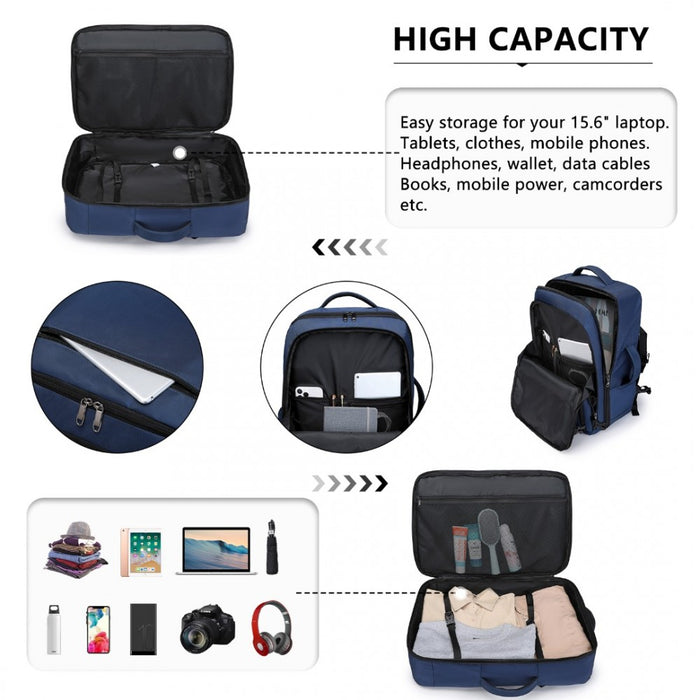 Portable Travel Backpack Cabin Luggage Bag – Navy