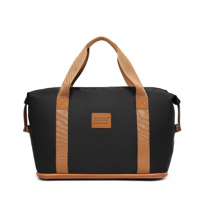 2-Piece Expandable Waterproof Travel Duffel Bag Set – Black and Brown