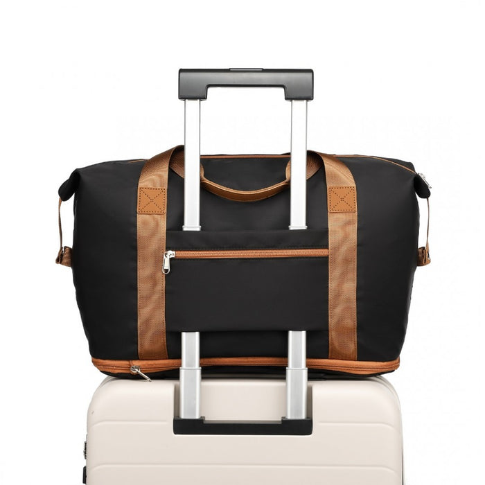 2-Piece Expandable Waterproof Travel Duffel Bag Set – Black and Brown