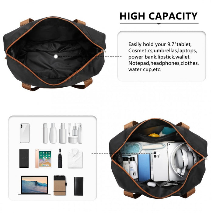 2-Piece Expandable Waterproof Travel Duffel Bag Set – Black and Brown