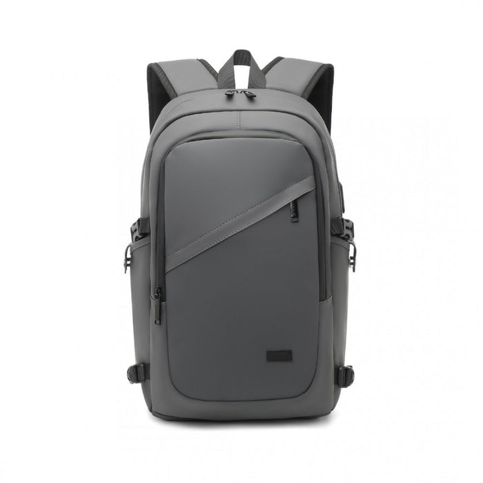 PVC Coated Water-Resistant Tech Backpack with USB Charging Port – Grey