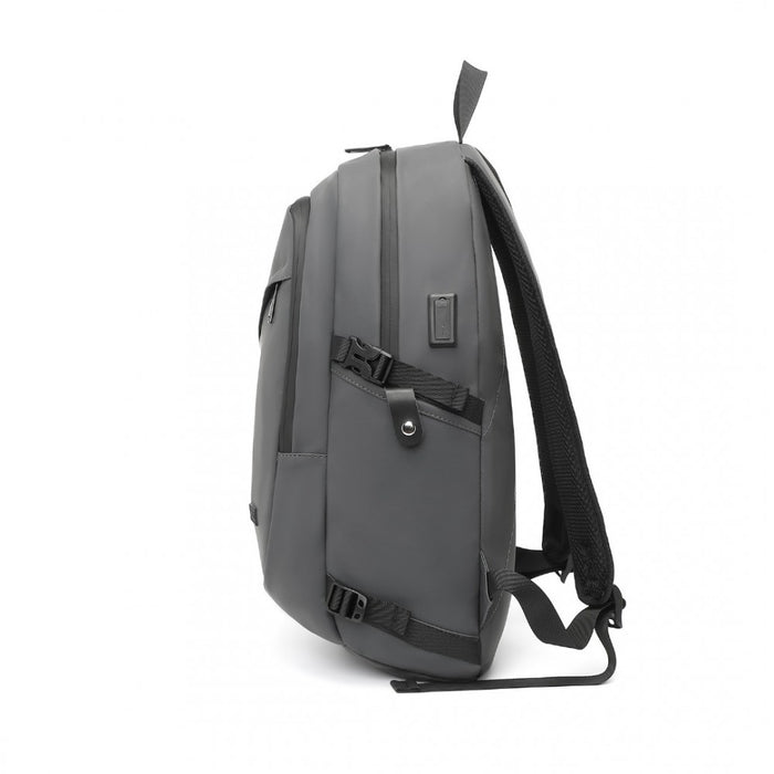 PVC Coated Water-Resistant Tech Backpack with USB Charging Port – Grey