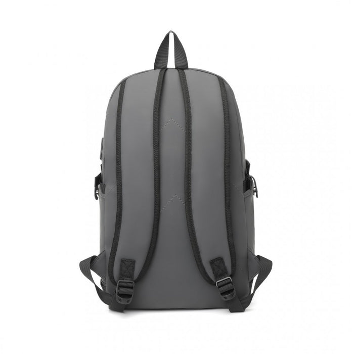 PVC Coated Water-Resistant Tech Backpack with USB Charging Port – Grey