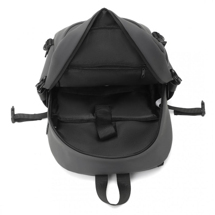 PVC Coated Water-Resistant Tech Backpack with USB Charging Port – Grey