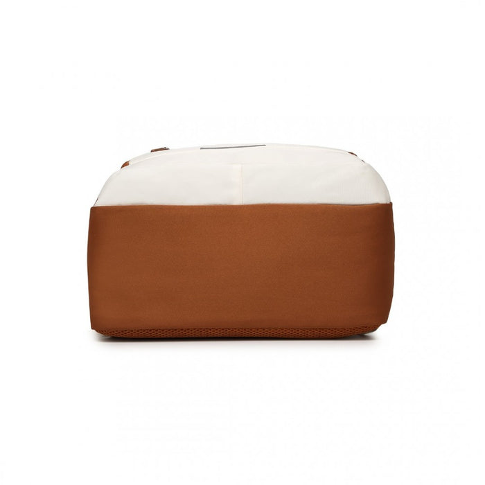 Carry-On Travel Backpack with Suitcase-Style Opening Multi-Level Cabin Bag – Beige and Brown