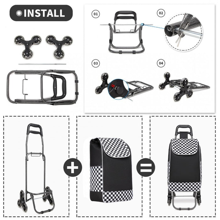 6 Wheel Push Shopping Trolley – EQ2259 – Black