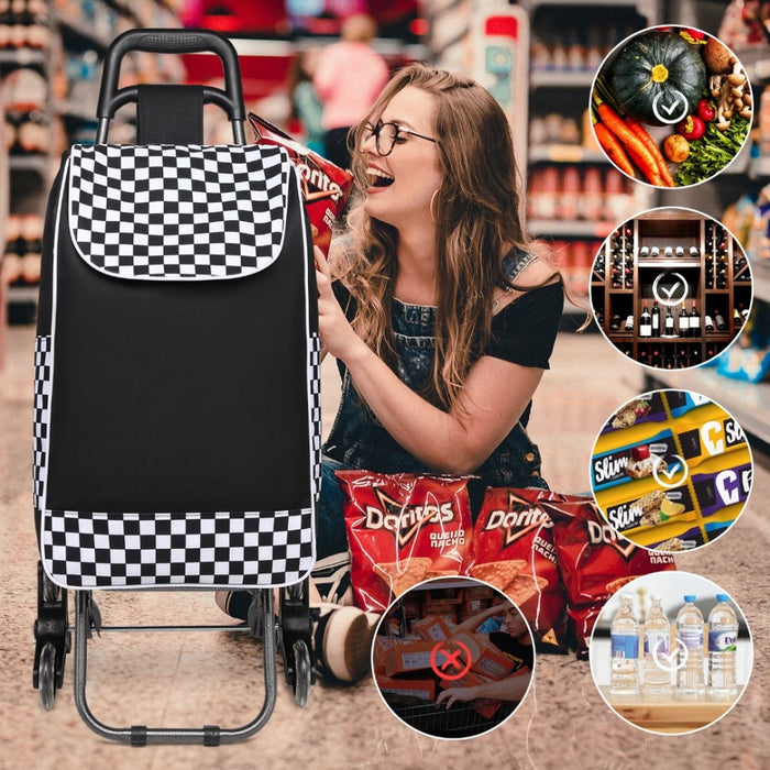 6 Wheel Push Shopping Trolley – EQ2259 – Black