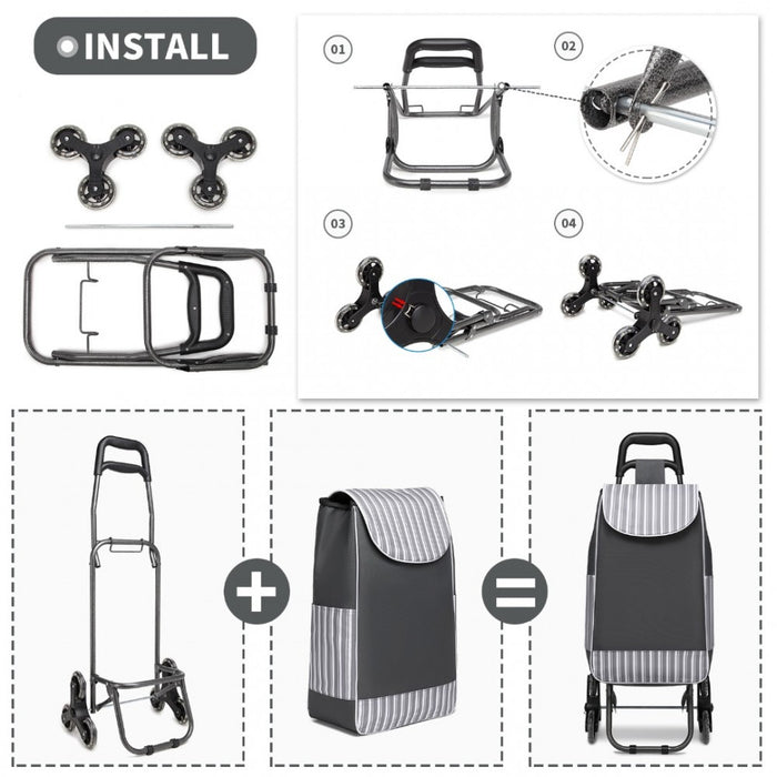 6 Wheel Push Shopping Trolley – EQ2259 – Grey