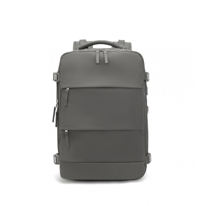 Breathable Travel Backpack with USB Charging Port and Separate Shoe Compartment – Grey