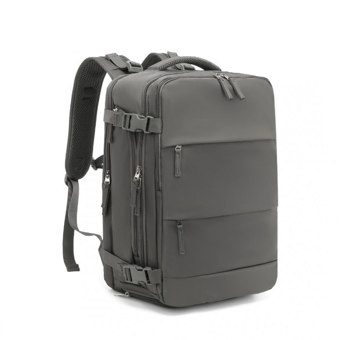 Breathable Travel Backpack with USB Charging Port and Separate Shoe Compartment – Grey