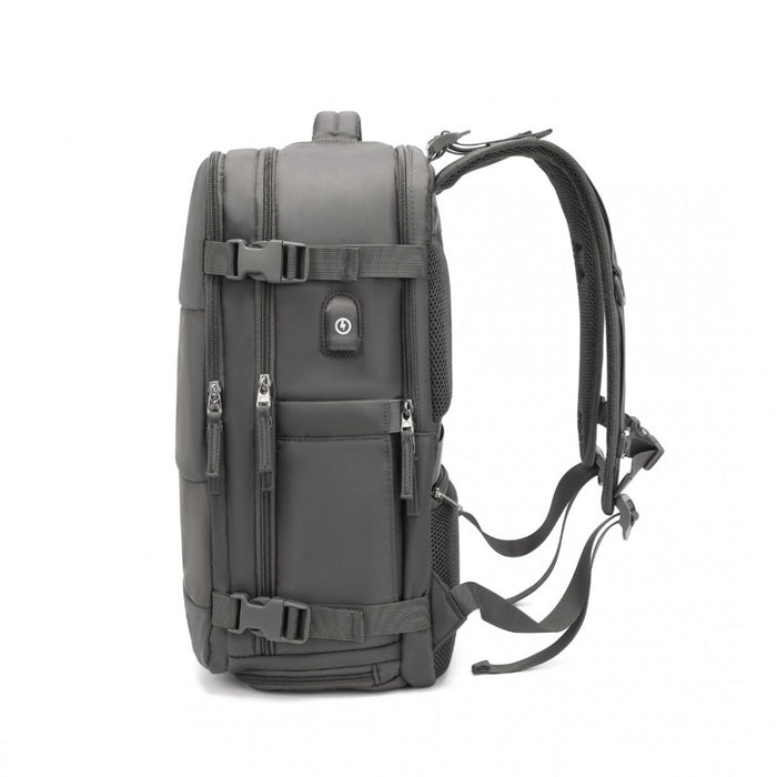 Breathable Travel Backpack with USB Charging Port and Separate Shoe Compartment – Grey