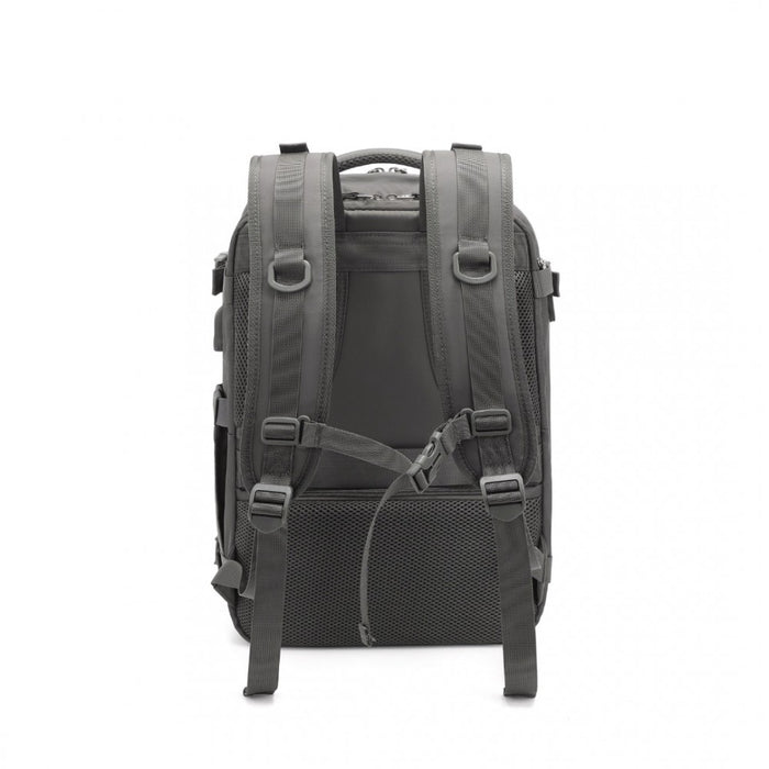Breathable Travel Backpack with USB Charging Port and Separate Shoe Compartment – Grey