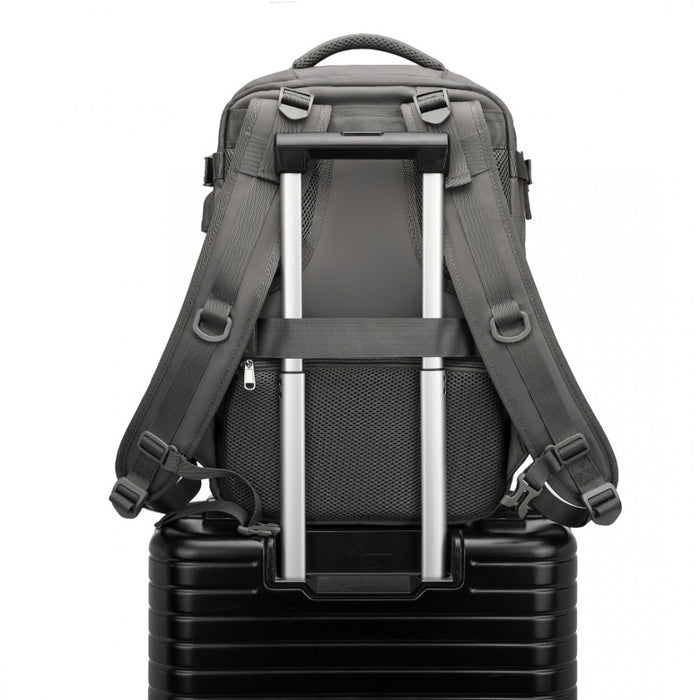 Breathable Travel Backpack with USB Charging Port and Separate Shoe Compartment – Grey