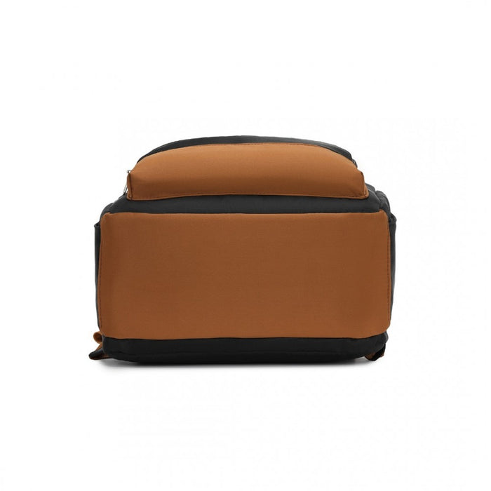 Multi-Compartment Laptop Backpack with Type-C USB Charging Port and Small Pouch – Black and Brown