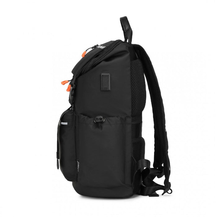 Advanced Leisure Backpack with Reflective Safety Features USB Charging and Dedicated Laptop Sleeve – Black