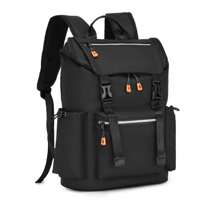 Advanced Leisure Backpack with Reflective Safety Features USB Charging and Dedicated Laptop Sleeve – Black
