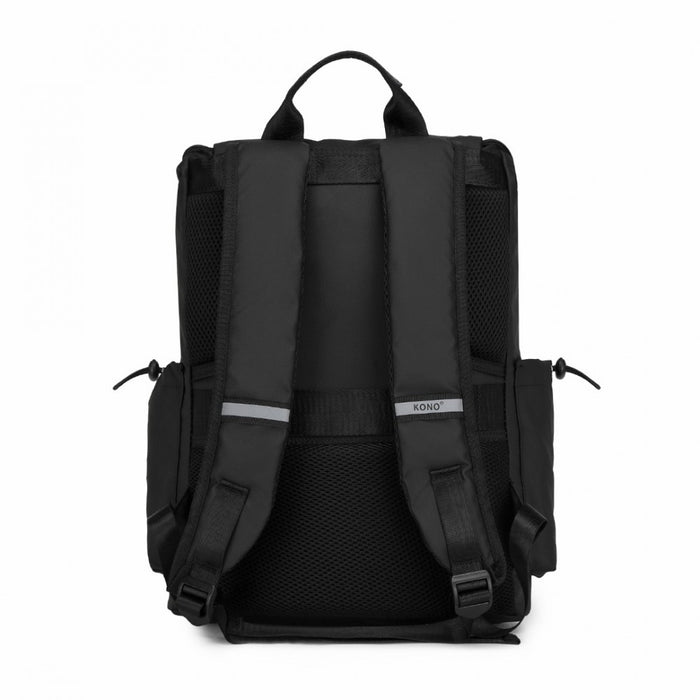 Advanced Leisure Backpack with Reflective Safety Features USB Charging and Dedicated Laptop Sleeve – Black