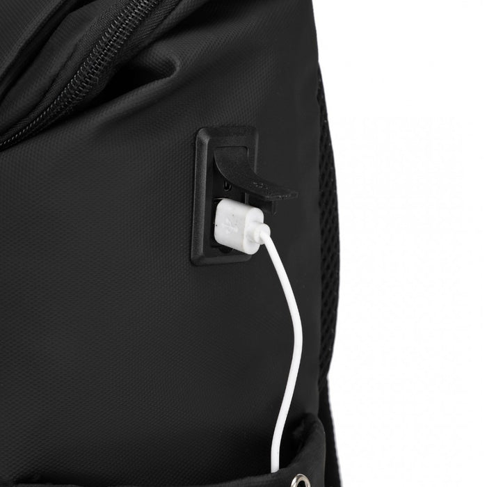 Advanced Leisure Backpack with Reflective Safety Features USB Charging and Dedicated Laptop Sleeve – Black