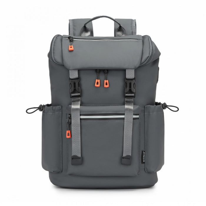 Advanced Leisure Backpack with Reflective Safety Features USB Charging and Dedicated Laptop Sleeve – Grey