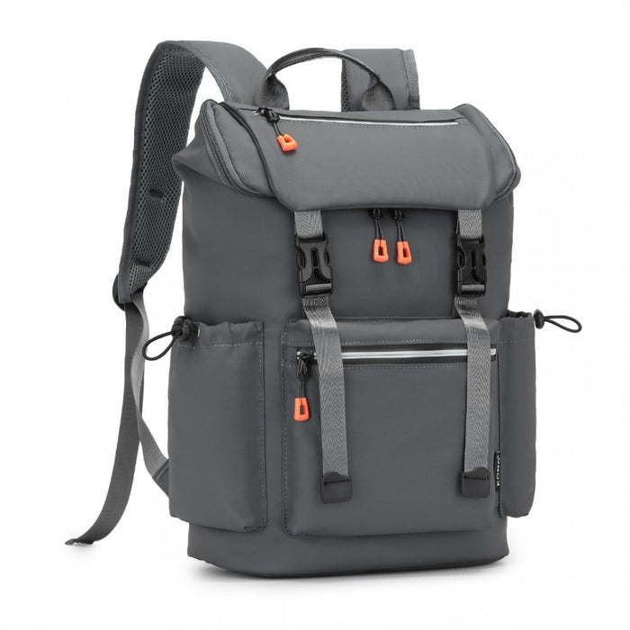 Advanced Leisure Backpack with Reflective Safety Features USB Charging and Dedicated Laptop Sleeve – Grey