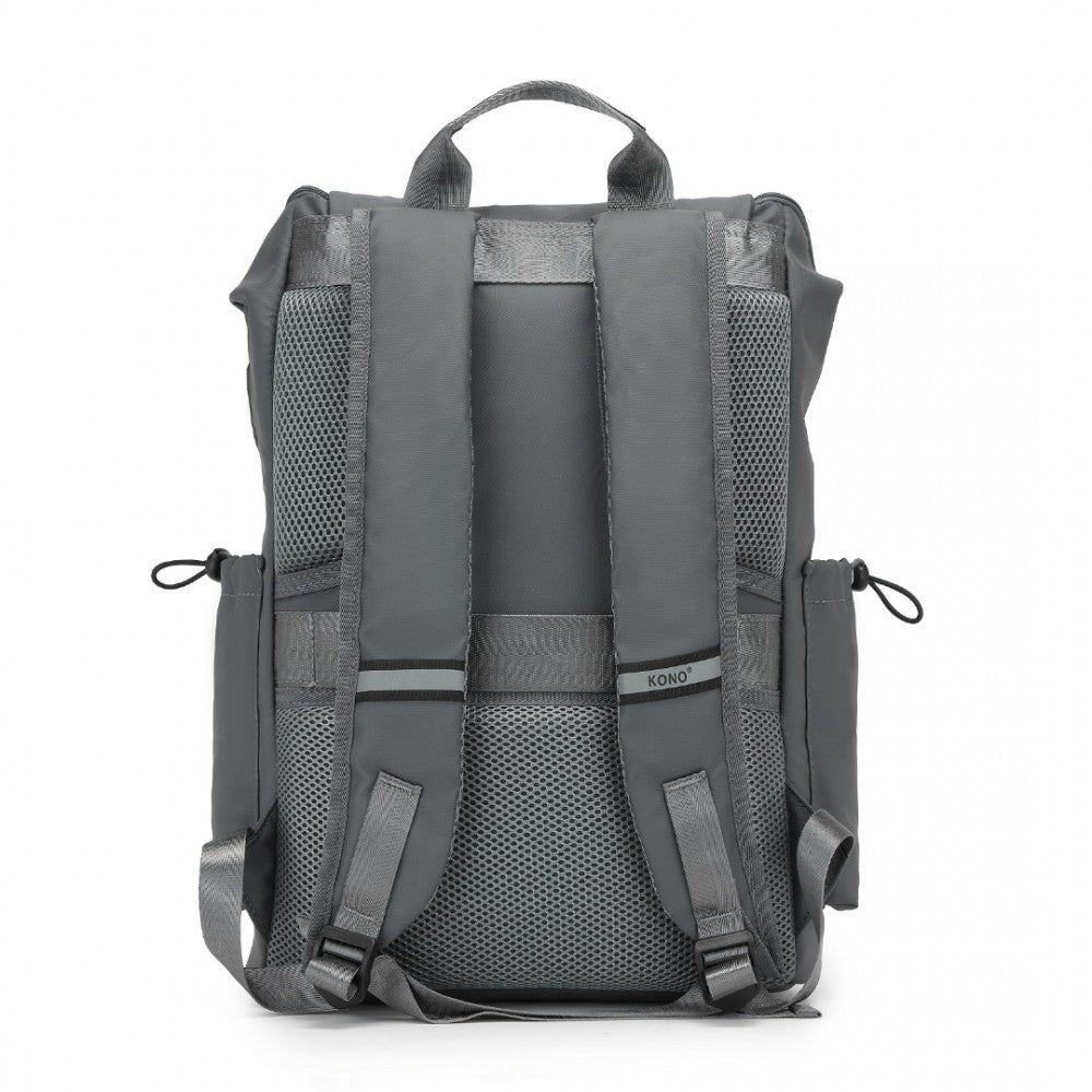 Advanced Leisure Backpack with Reflective Safety Features USB Charging and Dedicated Laptop Sleeve – Grey