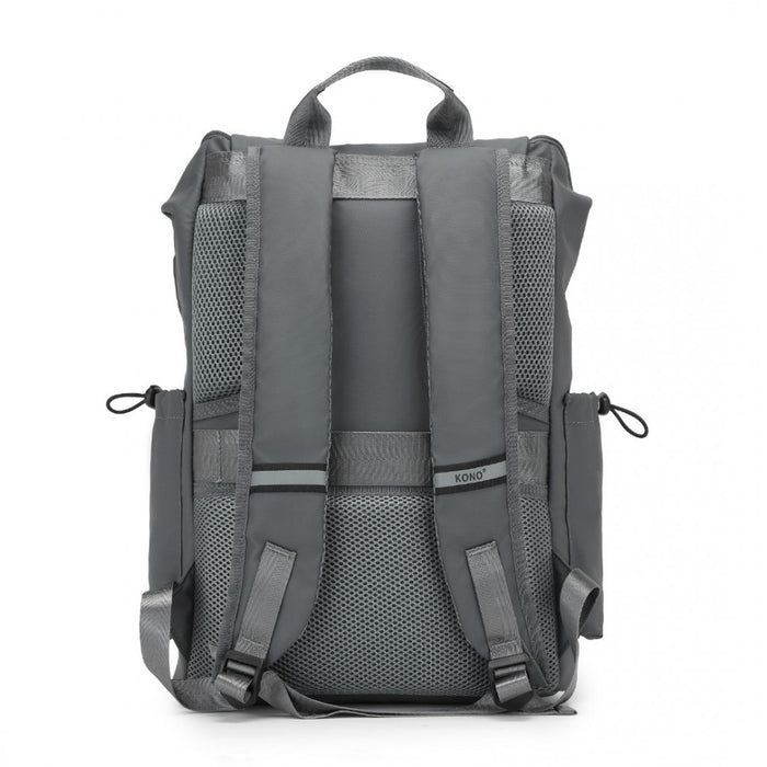 Advanced Leisure Backpack with Reflective Safety Features USB Charging and Dedicated Laptop Sleeve – Grey