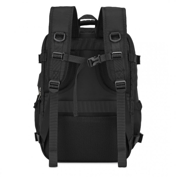 Traveler's Backpack with Detachable Waist Pack and Integrated USB/Type-C Charging Ports – Black